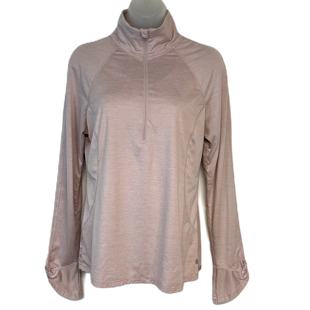 Apana Womens Athletic Top Pullover Size M Long Sleeve Asymmetric 1/2 Zip Pink